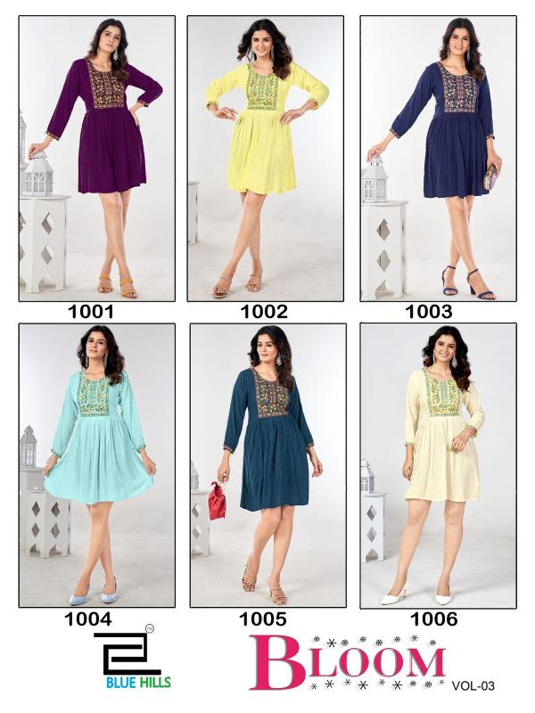 Blue Hills Bloom Vol 3 Rayon Fancy Kurti Wholesale Catalog