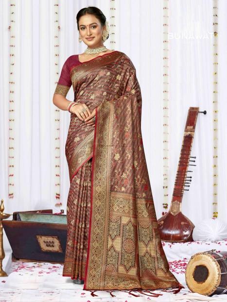 Bunawat Sagarika Satan Silk Saree Wholesale catalog