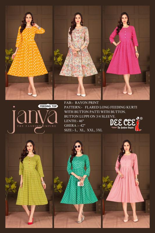 Deecee Janya Rayon Print Kurti Wholesale catalog