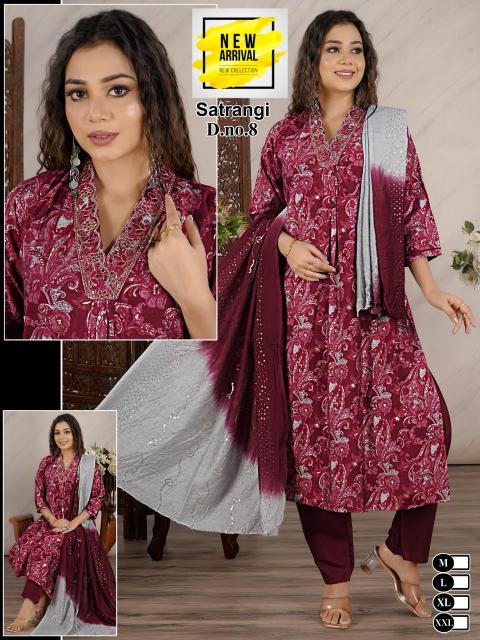 DIMPAL SATRANGI HEAVY CHANDERI MODAL FOIL Kurti Wholsale Catalog