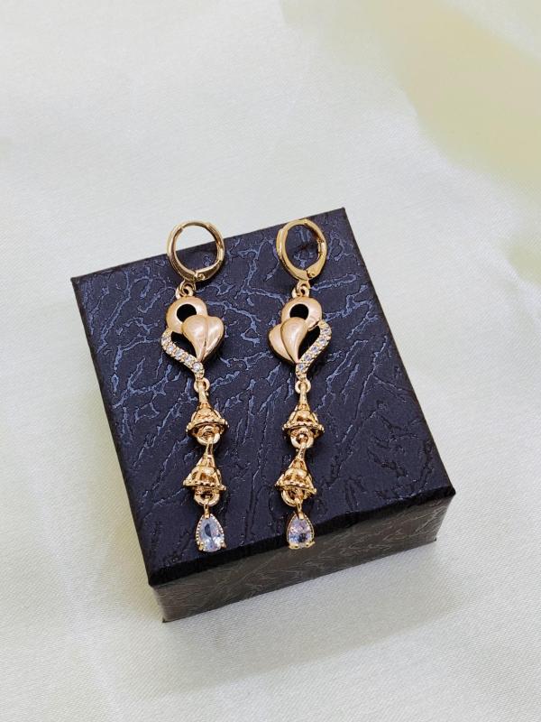 Fancy Partywear Gold Earrings