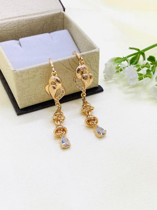 Fancy Partywear Gold Earrings