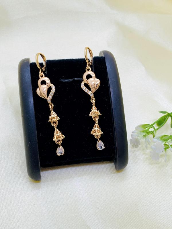 Fancy Partywear Gold Earrings