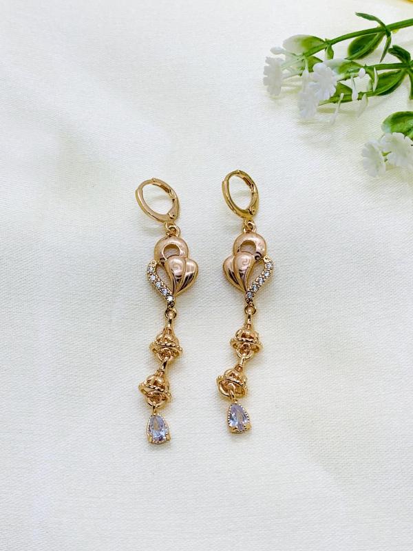 Fancy Partywear Gold Earrings
