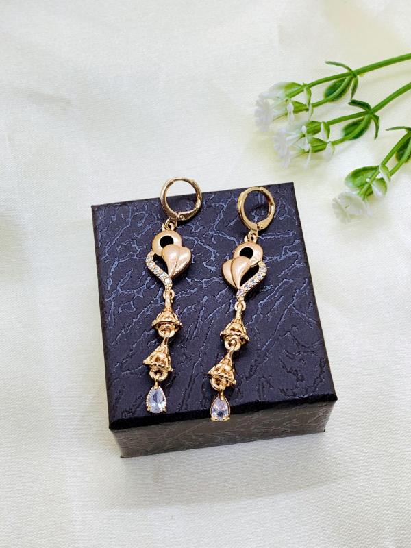 Fancy Partywear Gold Earrings