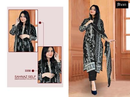 Jihan Sahnaz Self Cotton Dupatta Pakistani Suits Wholesale Catalog