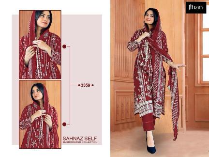 Jihan Sahnaz Self Cotton Dupatta Pakistani Suits Wholesale Catalog