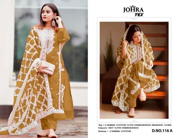 Johra Tex 116 Cotton Embroidered Salwar Kameez Wholesale catalog