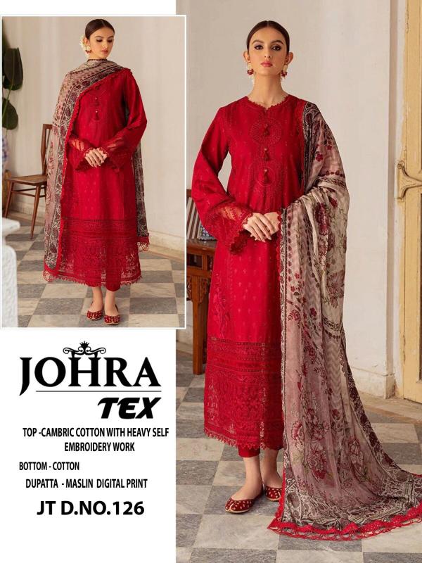 Johra Tex 126 Cotton Embroidered Pakistani Suit Wholesale Catalog