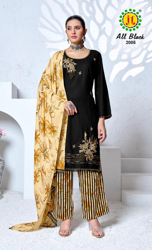Jt All Black Vol 2 Rayon Dress Material Wholesale Catalog