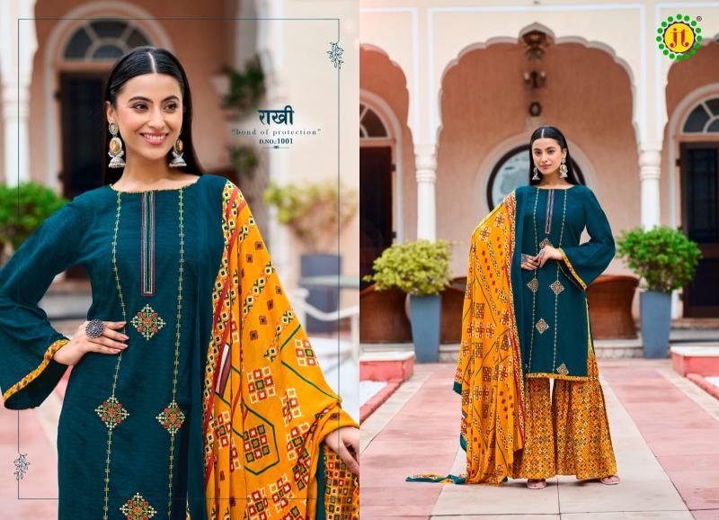 Jt Zoya Rayon Embroidered Dress Material Wholesale Catalog
