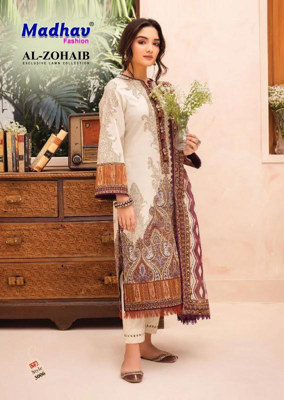 Madhav Al Zohaib Vol 3 Lawn Cotton Dress Material  Wholesale Catalog