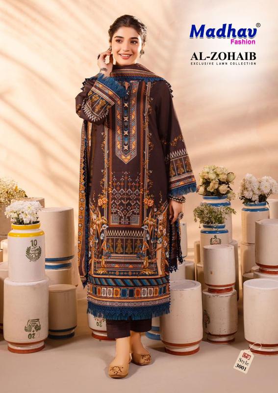 Madhav Al Zohaib Vol 3 Lawn Cotton Dress Material  Wholesale Catalog