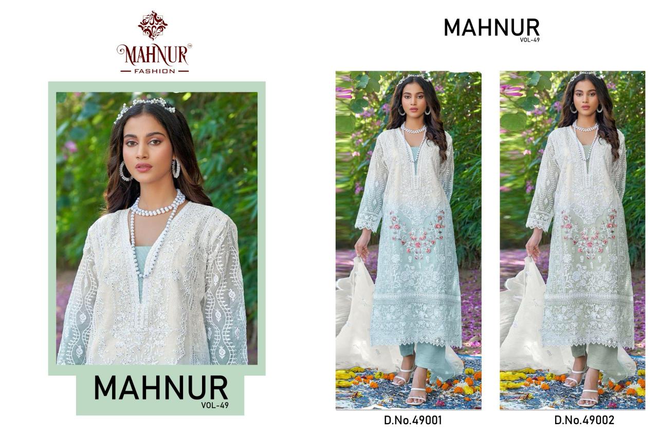 Mahnur Vol 49 Organza Salwar Kameez Wholesale catalog