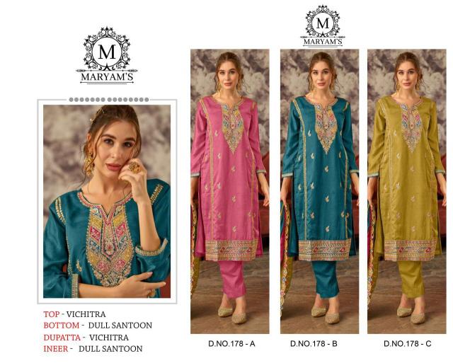 Maryams 178 Vichitra Embroidered Salwar Kameez Wholesale catalog