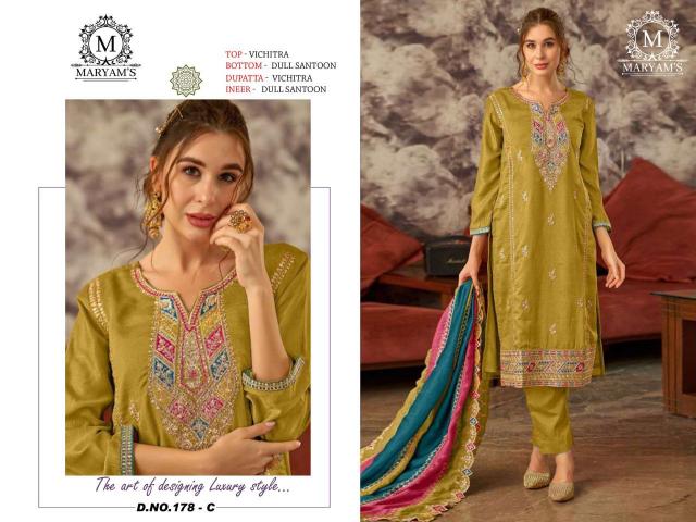 Maryams 178 Vichitra Embroidered Salwar Kameez Wholesale catalog