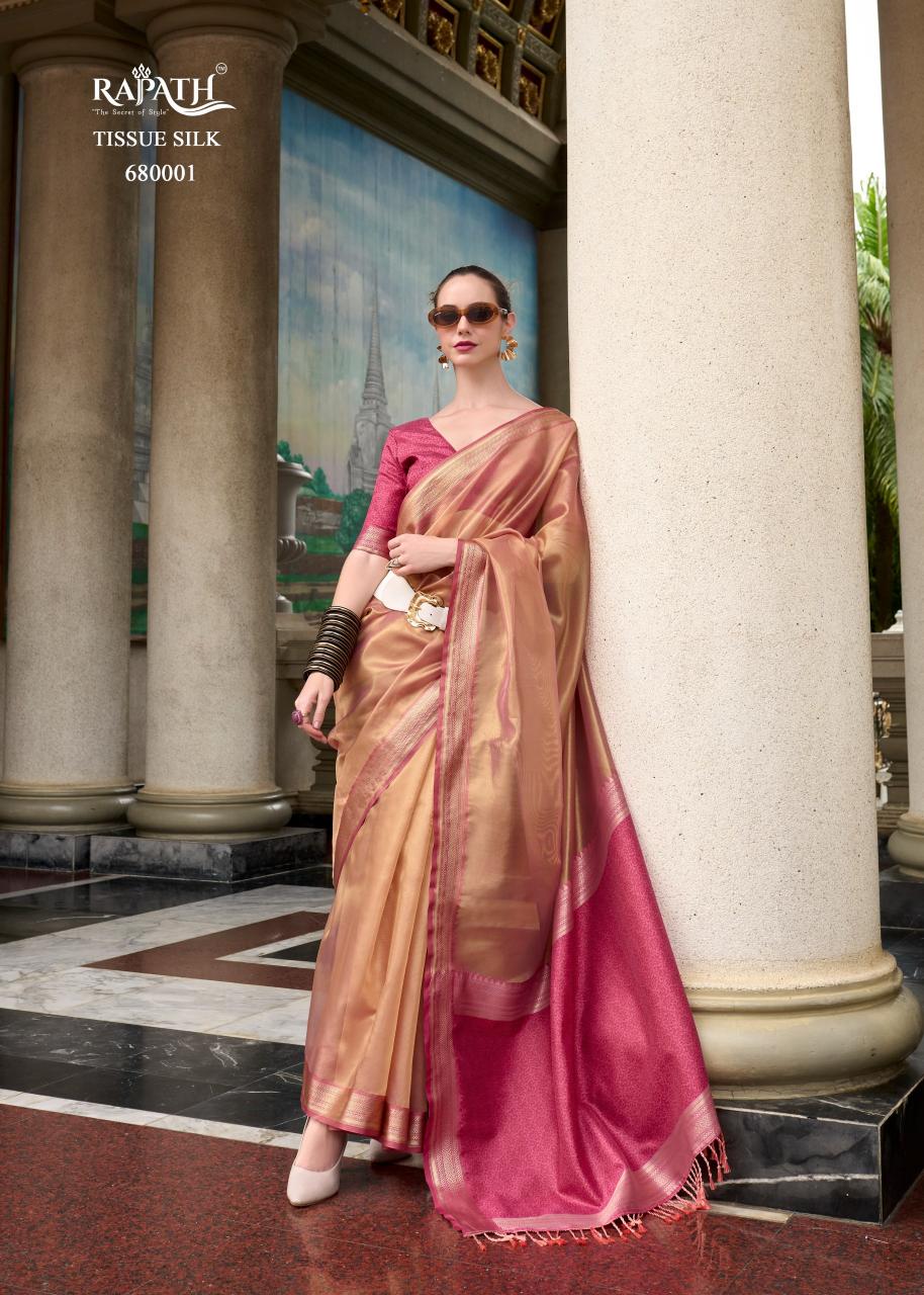 Rajpath Titan Silk Tissue Fancy Saree Wholesale Catalog