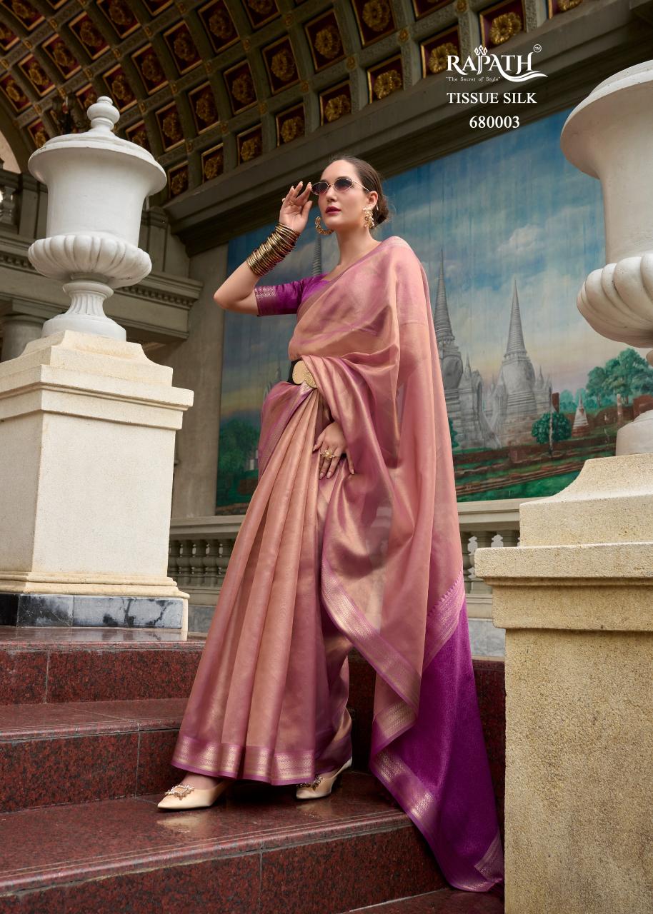 Rajpath Titan Silk Tissue Fancy Saree Wholesale Catalog