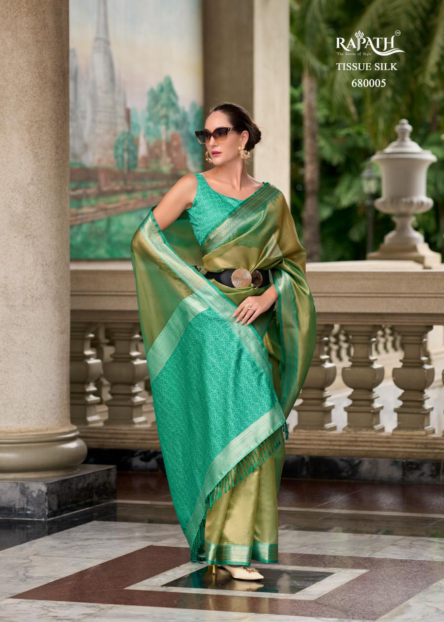 Rajpath Titan Silk Tissue Fancy Saree Wholesale Catalog