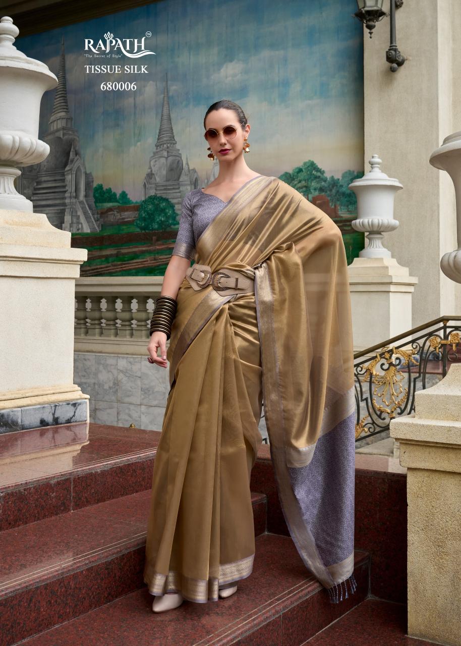 Rajpath Titan Silk Tissue Fancy Saree Wholesale Catalog