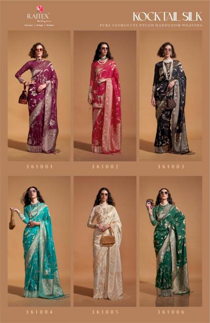 Rajtex Kocktail Silk Georgette Fancy Sarees Wholesale Catalog