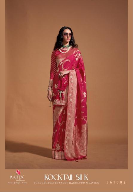 Rajtex Kocktail Silk Georgette Fancy Sarees Wholesale Catalog