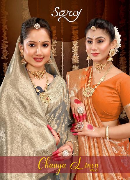 Saroj Chaaya linen vol.3 50*600 Silk saree in surat with price wholesale