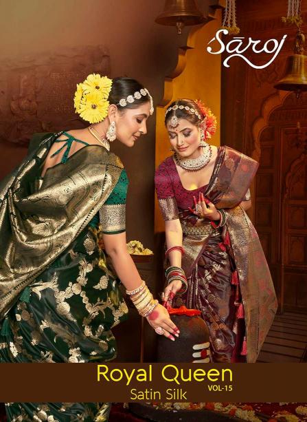 Saroj Royal Queen vol.15 Satin silk saree in surat with price wholesale