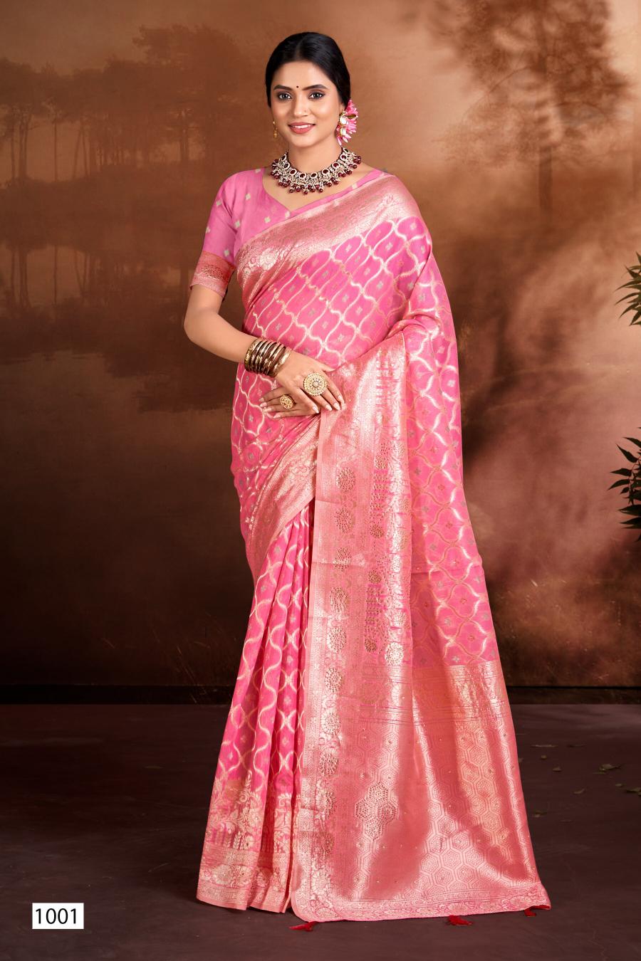 Saroj Sakshi swarovski vol.3 linen saree in surat with price wholesale