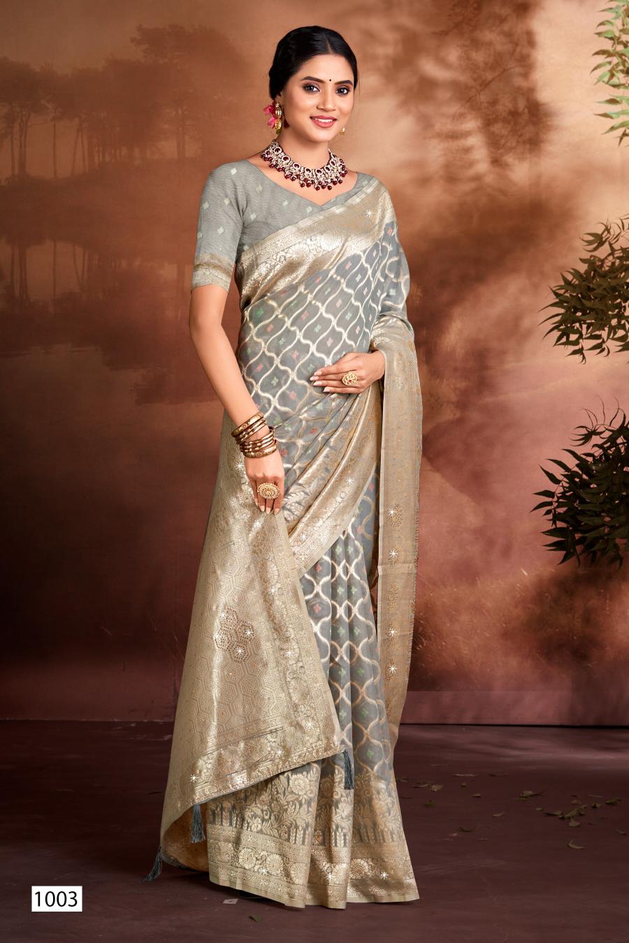 Saroj Sakshi swarovski vol.3 linen saree in surat with price wholesale