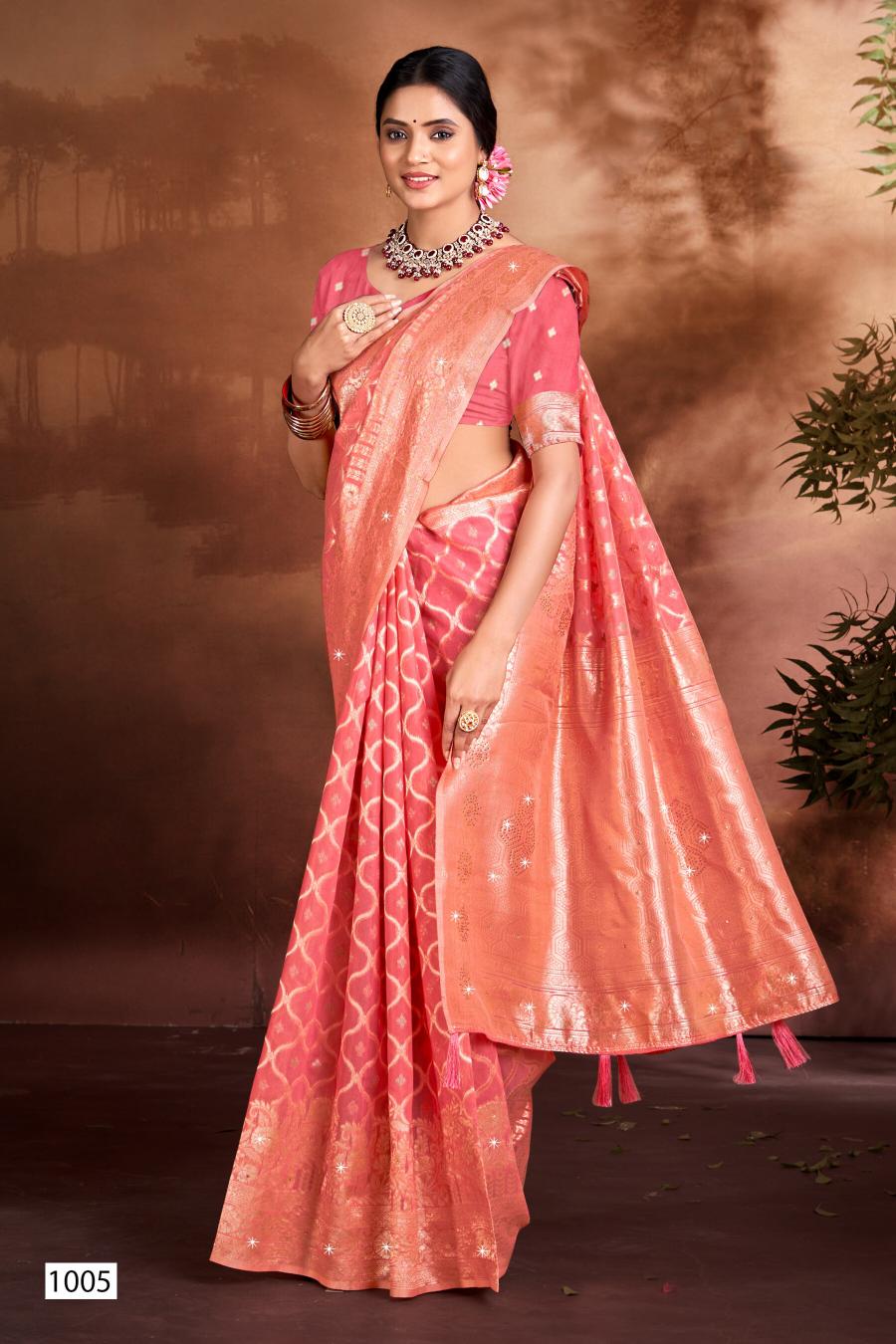 Saroj Sakshi swarovski vol.3 linen saree in surat with price wholesale