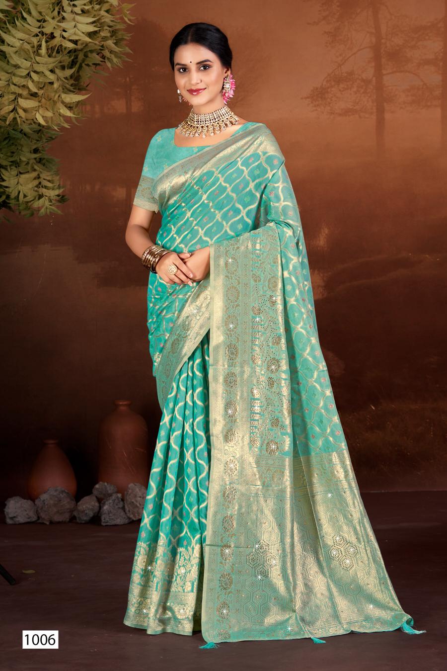 Saroj Sakshi swarovski vol.3 linen saree in surat with price wholesale
