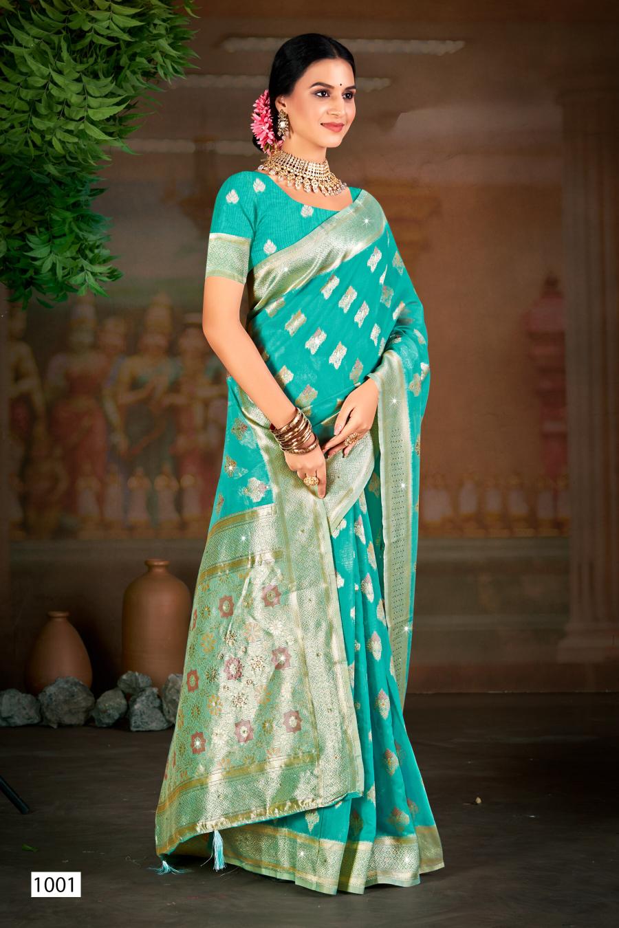 Saroj Sakshi swarovski vol.4 linen saree in surat with price wholesale
