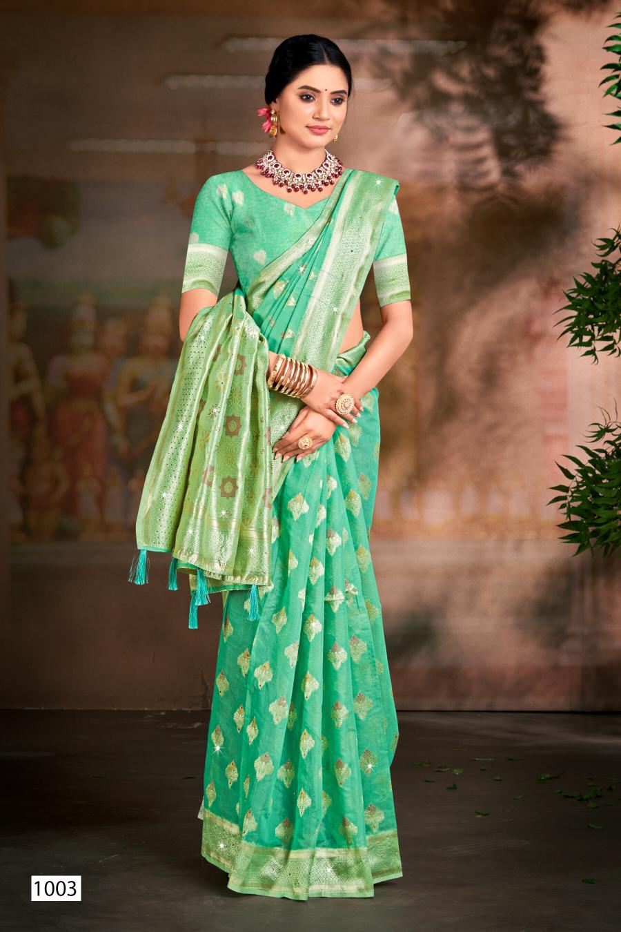 Saroj Sakshi swarovski vol.4 linen saree in surat with price wholesale