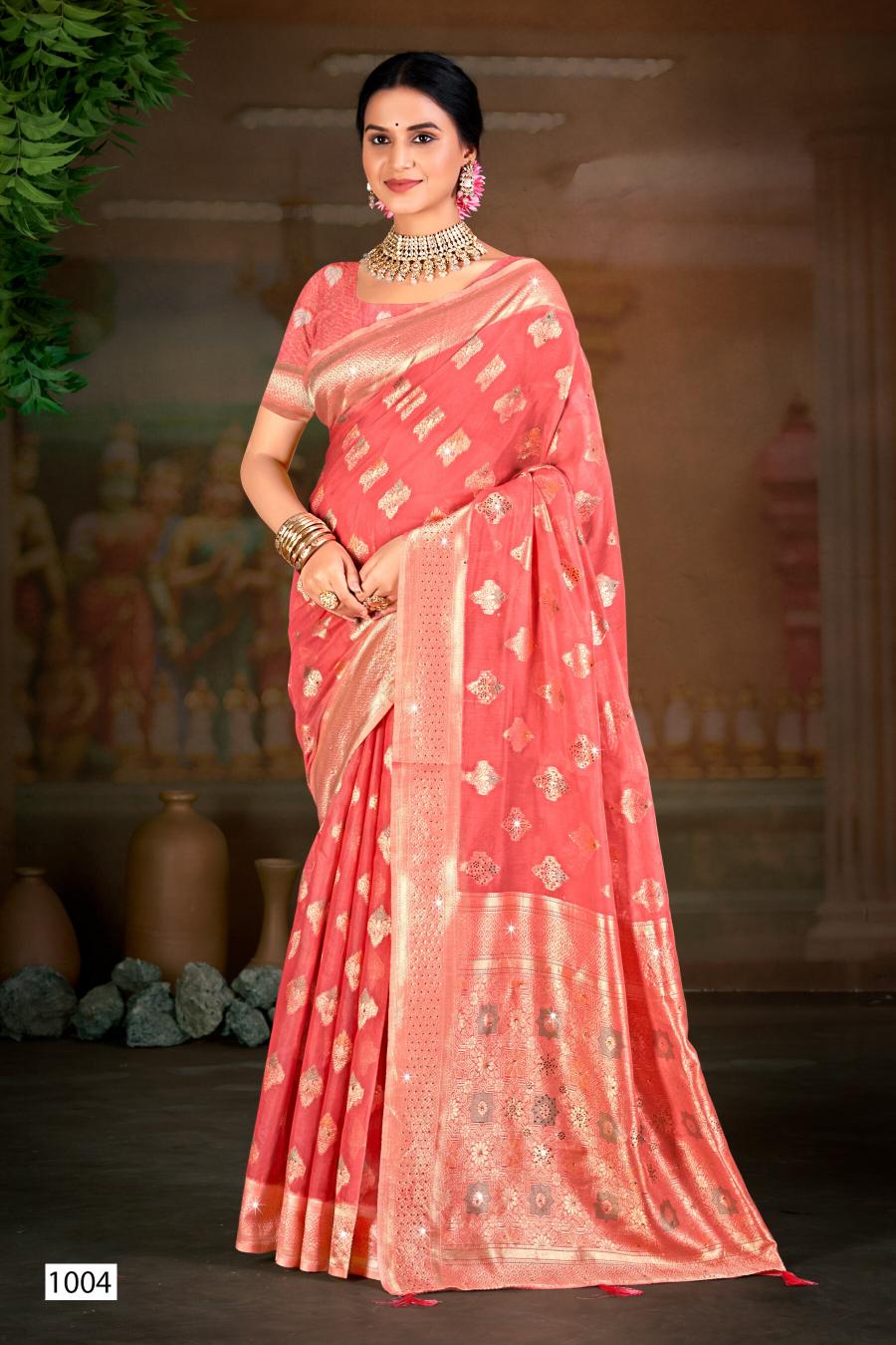 Saroj Sakshi swarovski vol.4 linen saree in surat with price wholesale