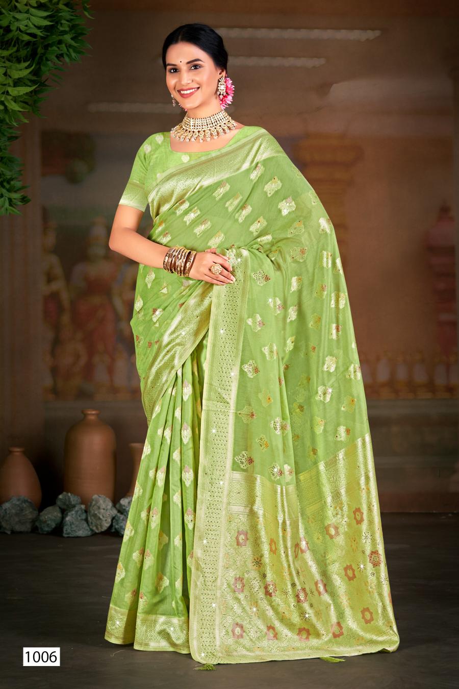 Saroj Sakshi swarovski vol.4 linen saree in surat with price wholesale