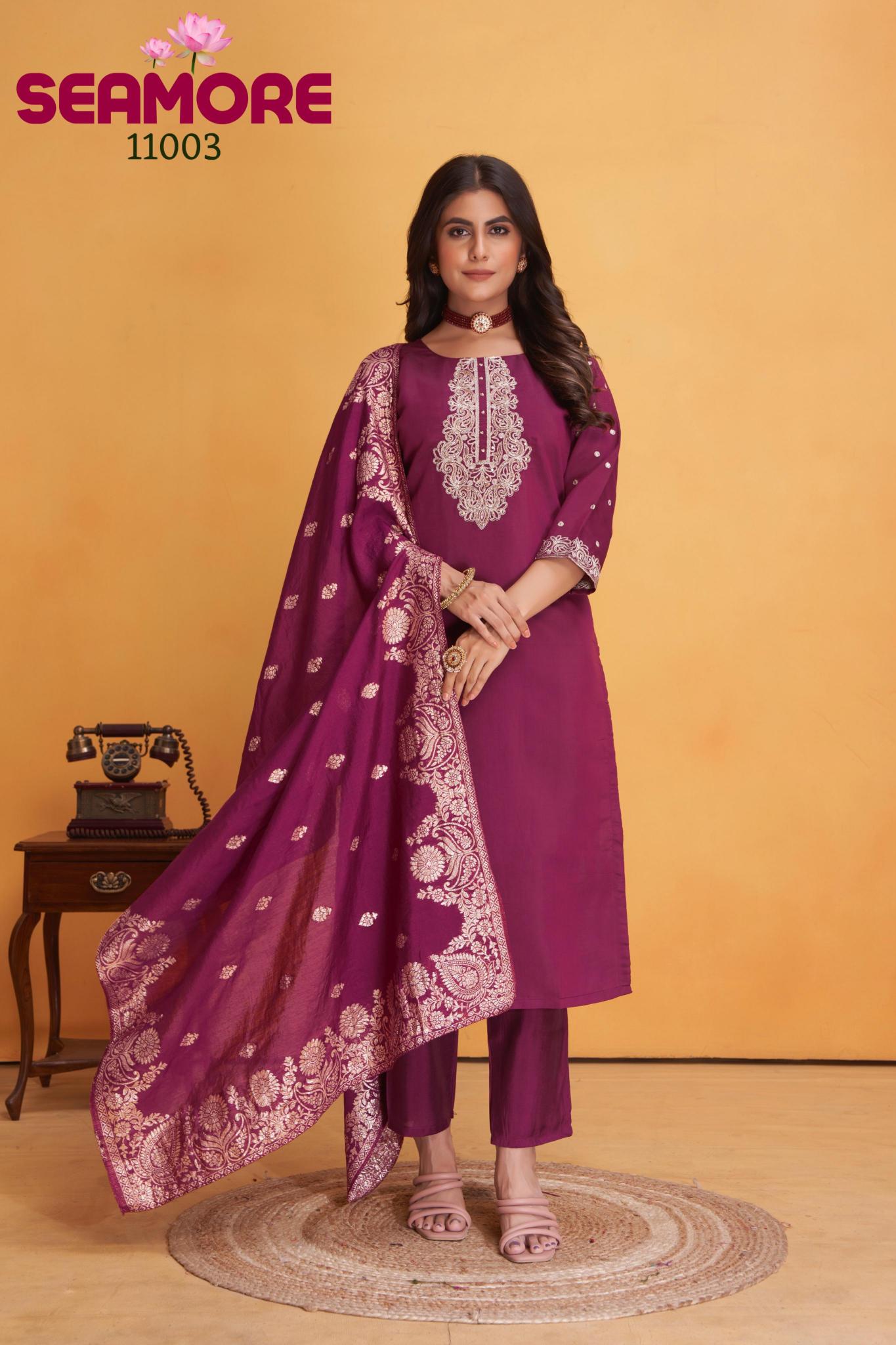 Seamore Dulhan Roman Silk Kurti Wholesale Catalog