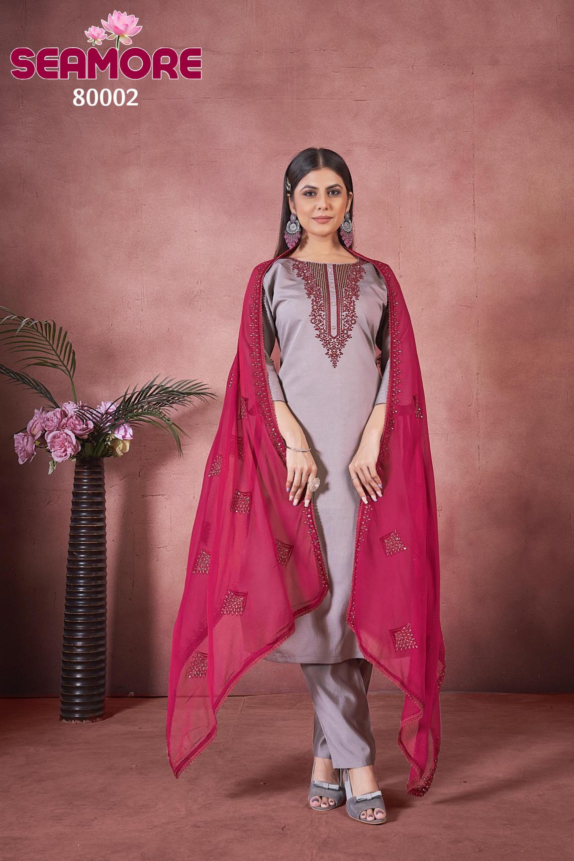 SEAMORE Vantara Vol 1 Embroidery Kurti Wholesale Catalog