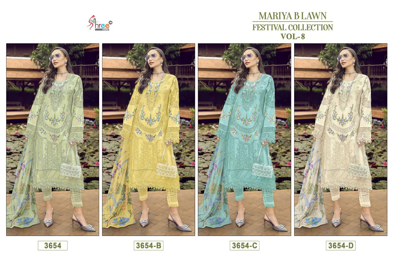 Shree Mariya B Lawn Festival Collection Vol 8 Chiffon Dupatta salwar Suit Wholesale catalog