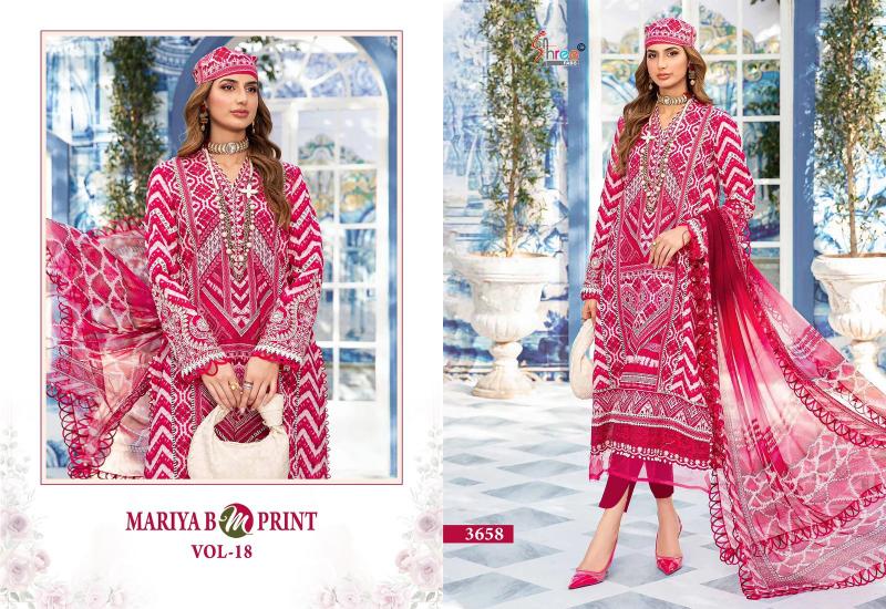 Shree Mariya B M Print Vol 18 Chiffon Dupatta Salwar Kameez Wholesale catalog