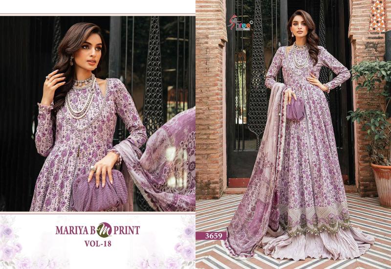 Shree Mariya B M Print Vol 18 Chiffon Dupatta Salwar Kameez Wholesale catalog