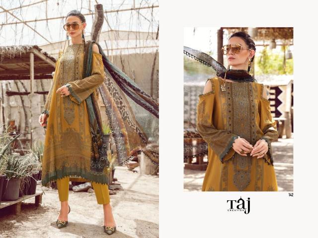 Taj 142 Cotton Dupatta Pakistani Suits Wholesale Catalog