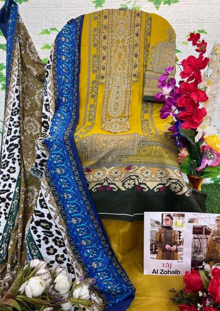 Taj 142 Cotton Dupatta Pakistani Suits Wholesale Catalog