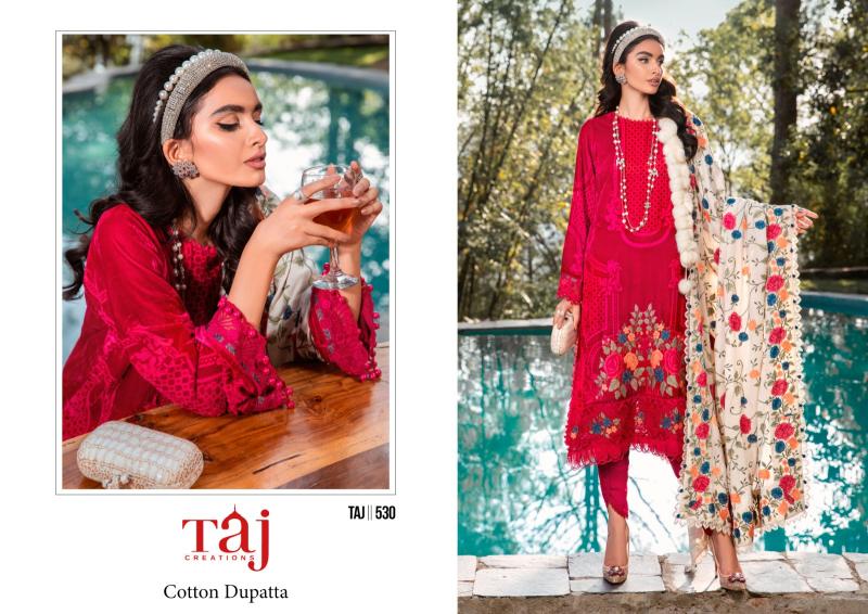 Taj 530 Cotton Dupatta Pakistani Suits Wholesale catalog