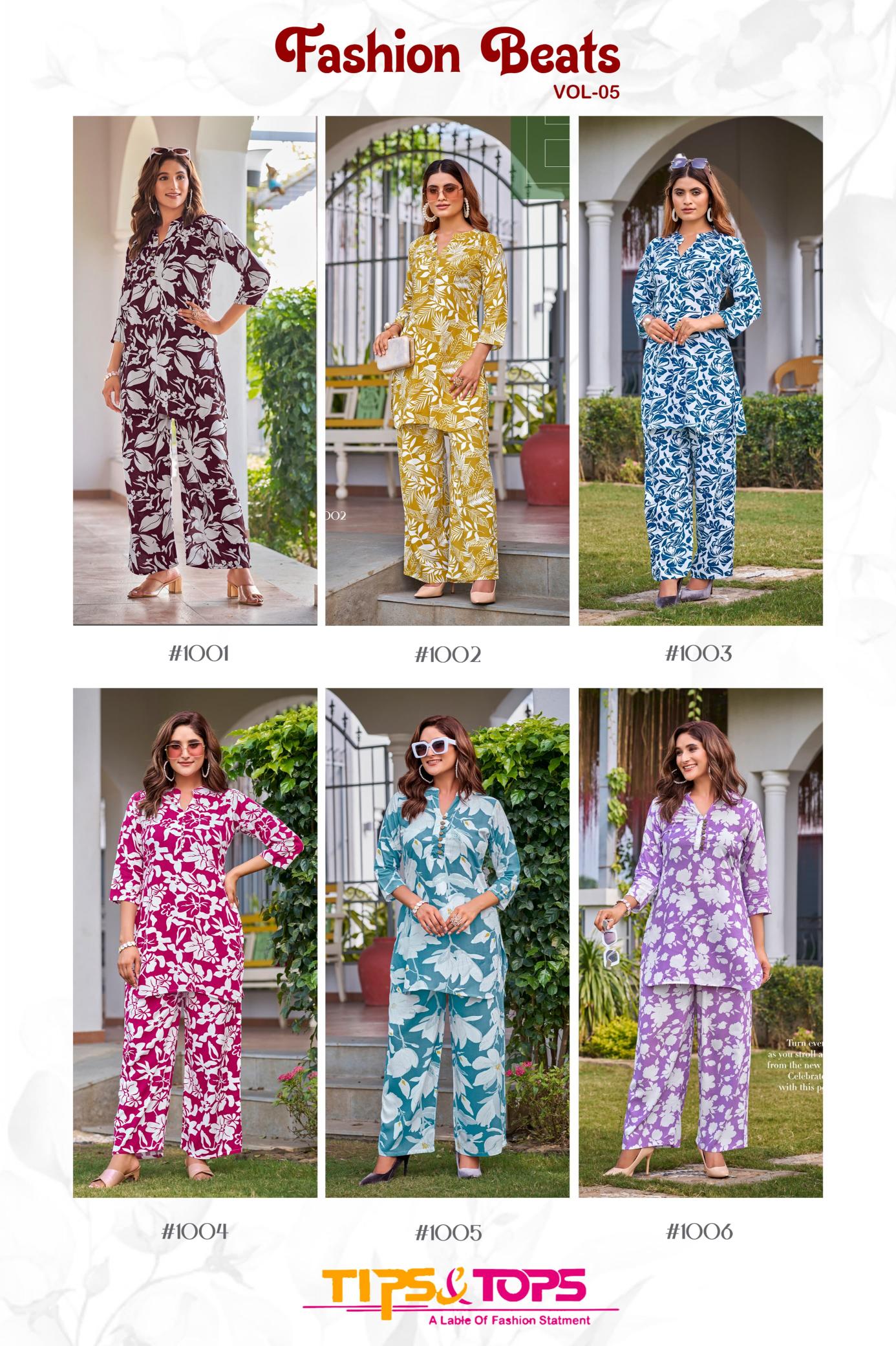 Tips And Tops Fashion Beats Vol 5 Rayon Printed Co Ord Set wholesale catalog