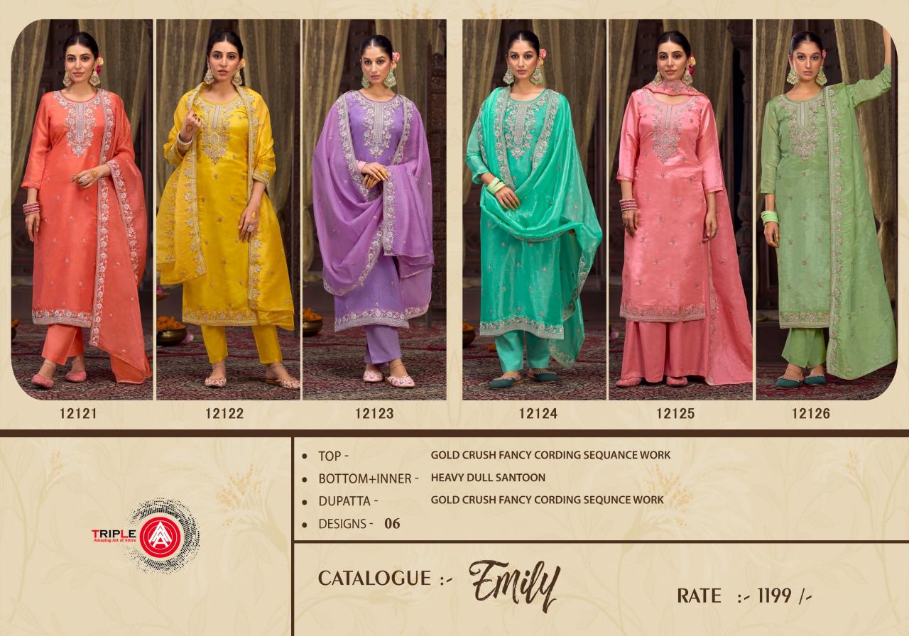 Triple Aaa Emily Fancy Dress Material Wholesale Catalog