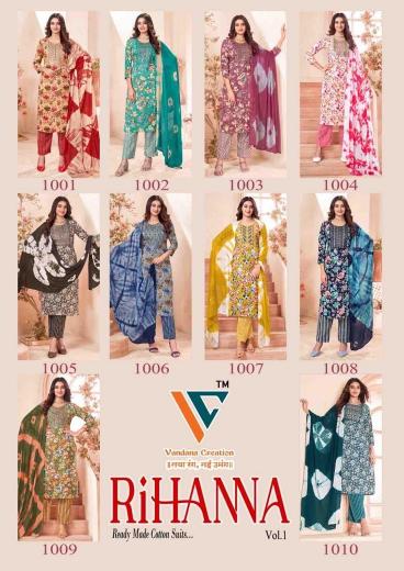 Vandana Rihanna Vol-1 – Kurti Pant With Dupatta - Wholesale Catalog
