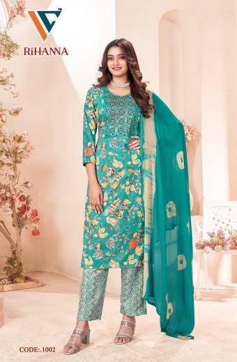 Vandana Rihanna Vol-1 – Kurti Pant With Dupatta - Wholesale Catalog