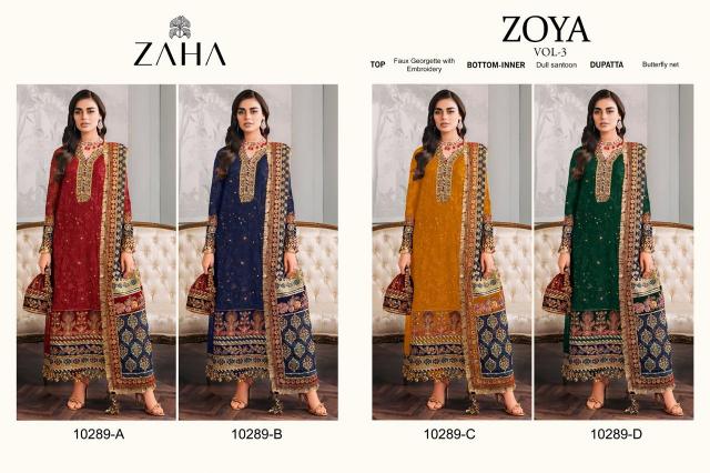 Zaha Zoya Vol 3 Georgette Salwar Kameez Wholesale catalog