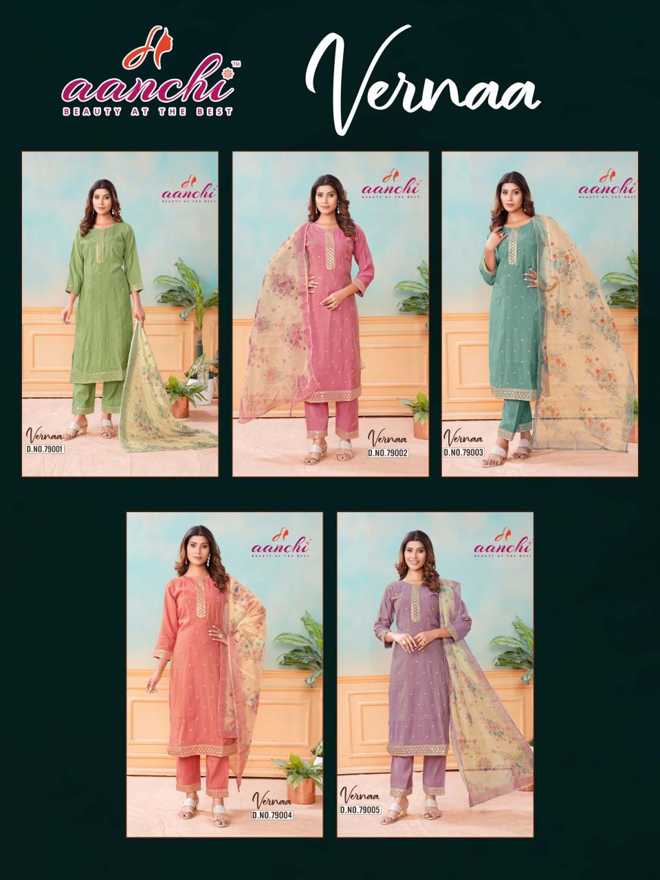 Aanchi VERNAA Embroidery Kurtis Wholesale Catalog